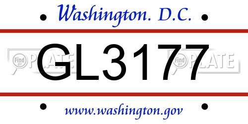 GL3177 District Of Columbia License Plate
