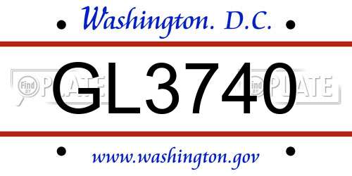 GL3740 District Of Columbia License Plate