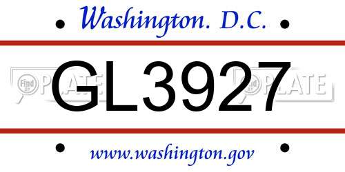 GL3927 District Of Columbia License Plate