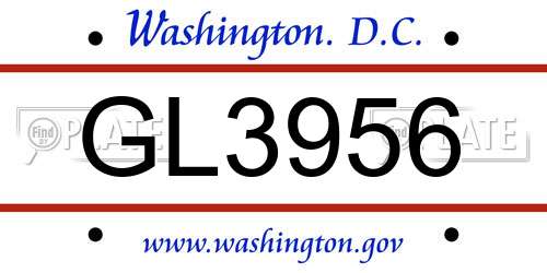 GL3956 District Of Columbia License Plate