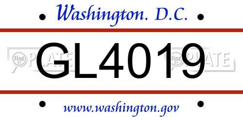 GL4019 District Of Columbia License Plate