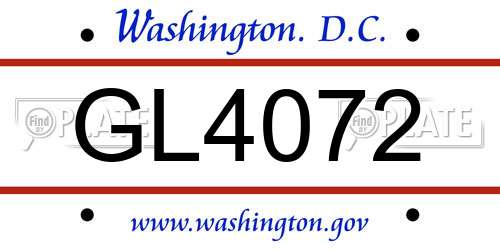 GL4072 District Of Columbia License Plate