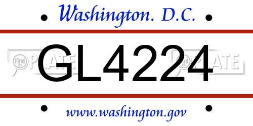 GL4224 District Of Columbia License Plate