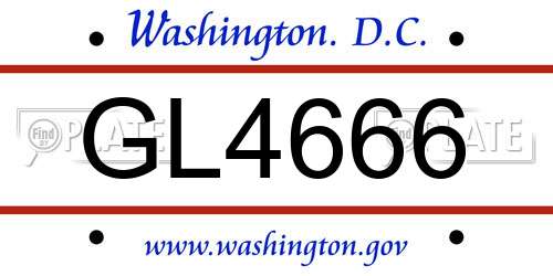 GL4666 District Of Columbia License Plate
