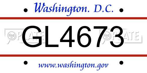 GL4673 District Of Columbia License Plate