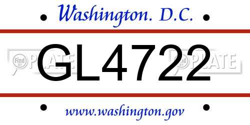 GL4722 District Of Columbia License Plate