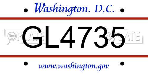 GL4735 District Of Columbia License Plate