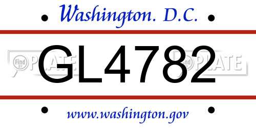 GL4782 District Of Columbia License Plate