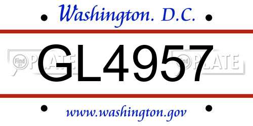 GL4957 District Of Columbia License Plate