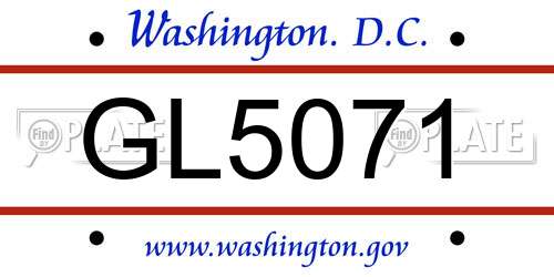 GL5071 District Of Columbia License Plate