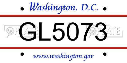GL5073 District Of Columbia License Plate