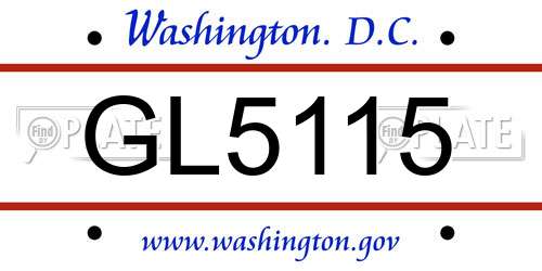 GL5115 District Of Columbia License Plate