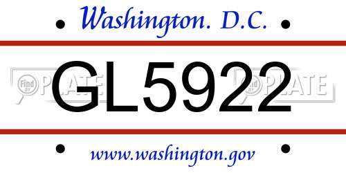 GL5922 District Of Columbia License Plate
