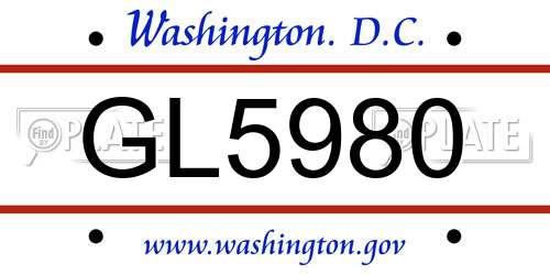 GL5980 District Of Columbia License Plate