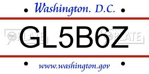 GL5B6Z District Of Columbia License Plate