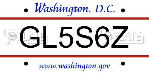 GL5S6Z District Of Columbia License Plate