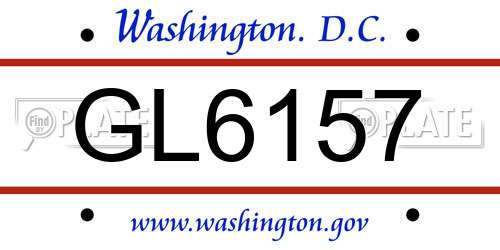 GL6157 District Of Columbia License Plate