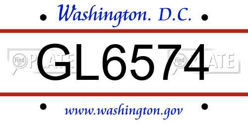 GL6574 District Of Columbia License Plate