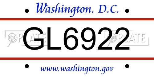 GL6922 District Of Columbia License Plate