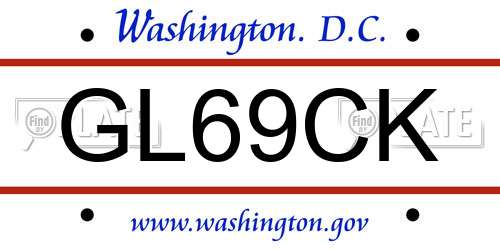 GL69CK District Of Columbia License Plate