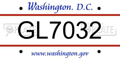 GL7032 District Of Columbia License Plate