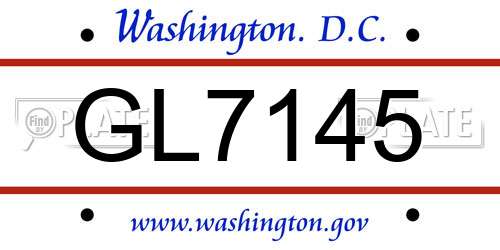 GL7145 District Of Columbia License Plate