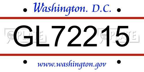 GL72215 District Of Columbia License Plate