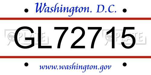 GL72715 District Of Columbia License Plate