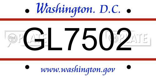 GL7502 District Of Columbia License Plate