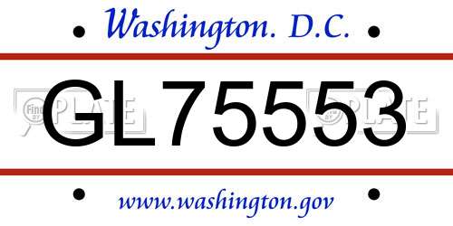 GL75553 District Of Columbia License Plate