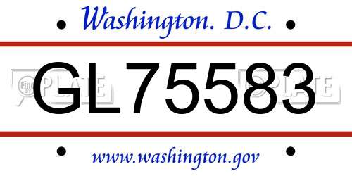 GL75583 District Of Columbia License Plate