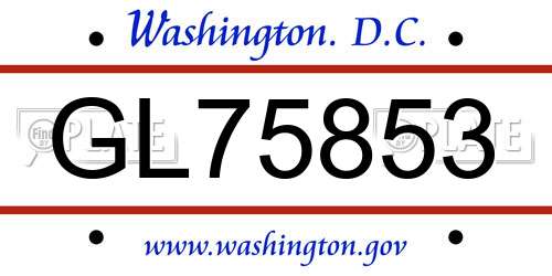 GL75853 District Of Columbia License Plate