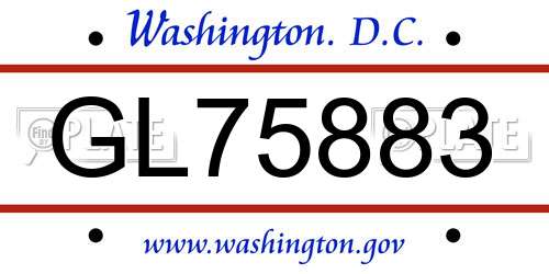 GL75883 District Of Columbia License Plate