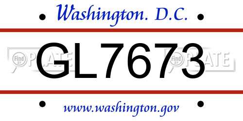 GL7673 District Of Columbia License Plate