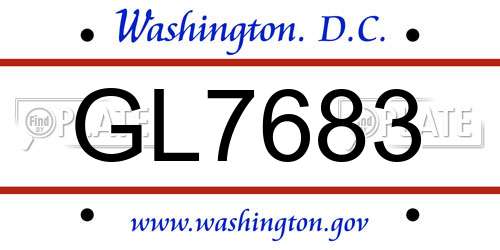 GL7683 District Of Columbia License Plate
