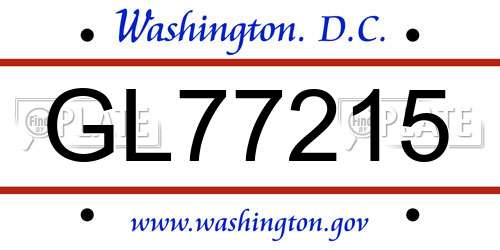 GL77215 District Of Columbia License Plate