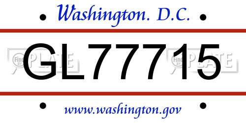 GL77715 District Of Columbia License Plate