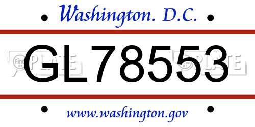 GL78553 District Of Columbia License Plate