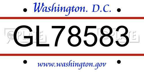 GL78583 District Of Columbia License Plate