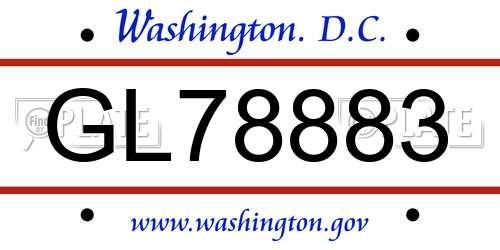 GL78883 District Of Columbia License Plate