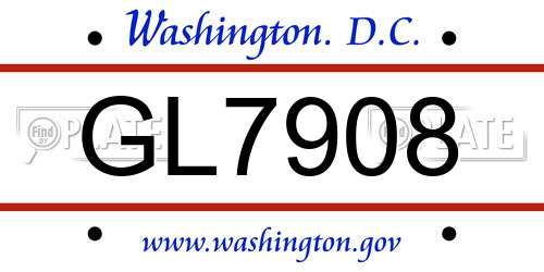 GL7908 District Of Columbia License Plate