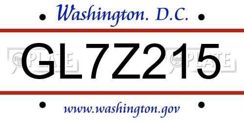 GL7Z215 District Of Columbia License Plate