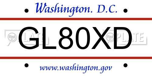 GL80XD District Of Columbia License Plate