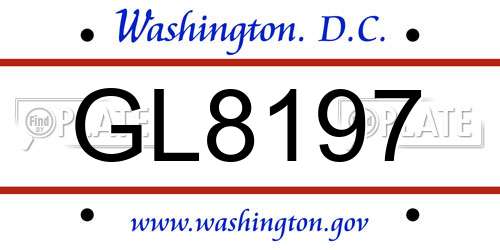 GL8197 District Of Columbia License Plate