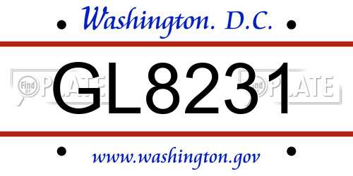 GL8231 District Of Columbia License Plate