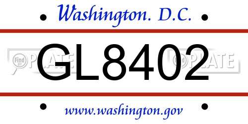 GL8402 District Of Columbia License Plate