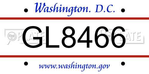 GL8466 District Of Columbia License Plate