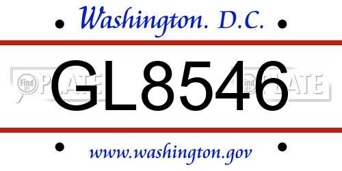 GL8546 District Of Columbia License Plate