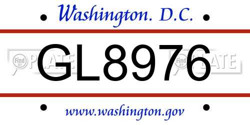 GL8976 District Of Columbia License Plate