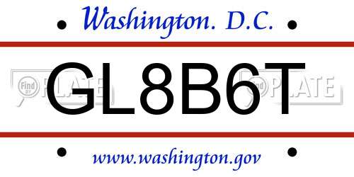 GL8B6T District Of Columbia License Plate